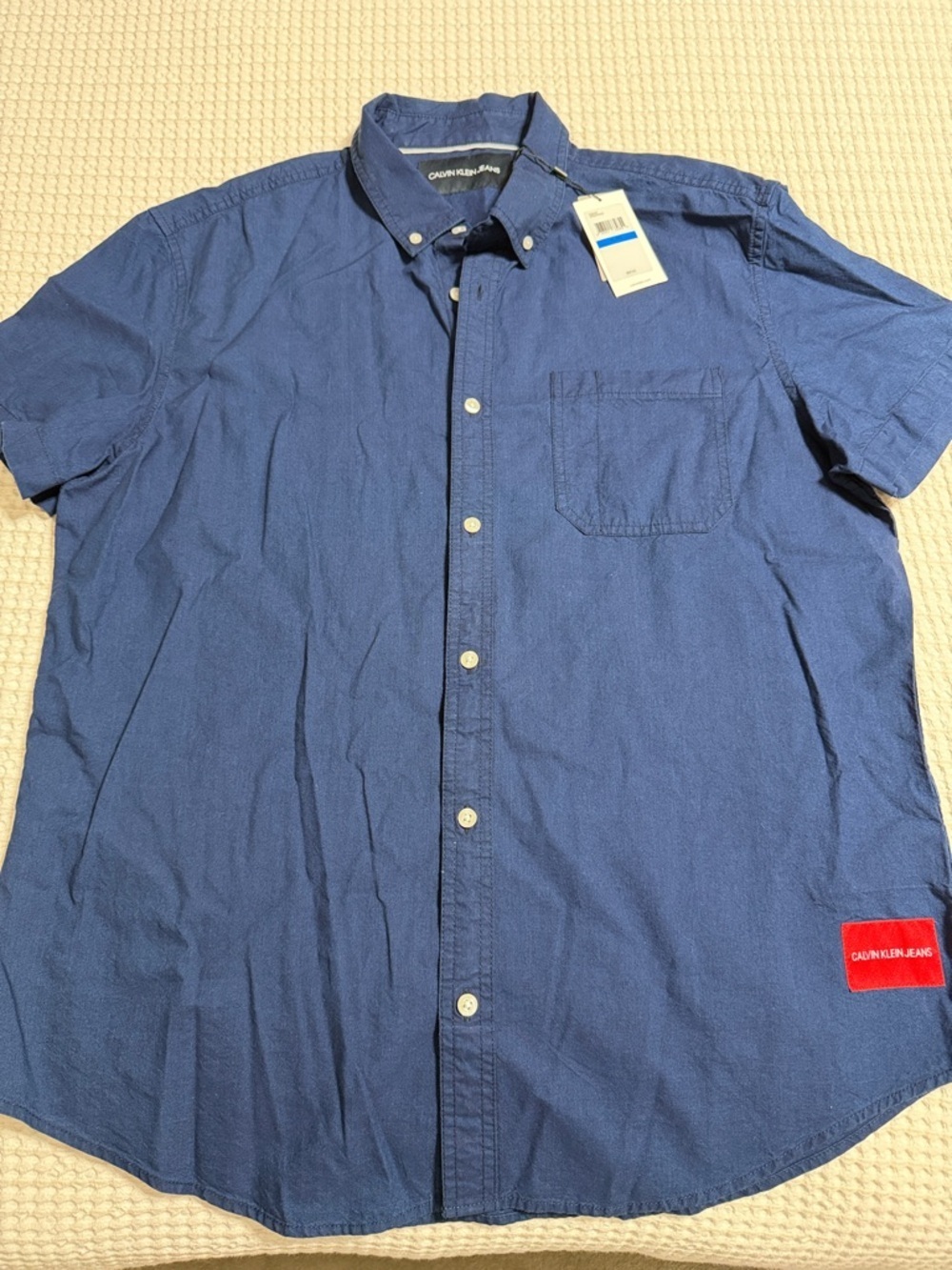 Calvin Klein Jeans Navy Blue Short-Sleeve Button-Down Shirt
